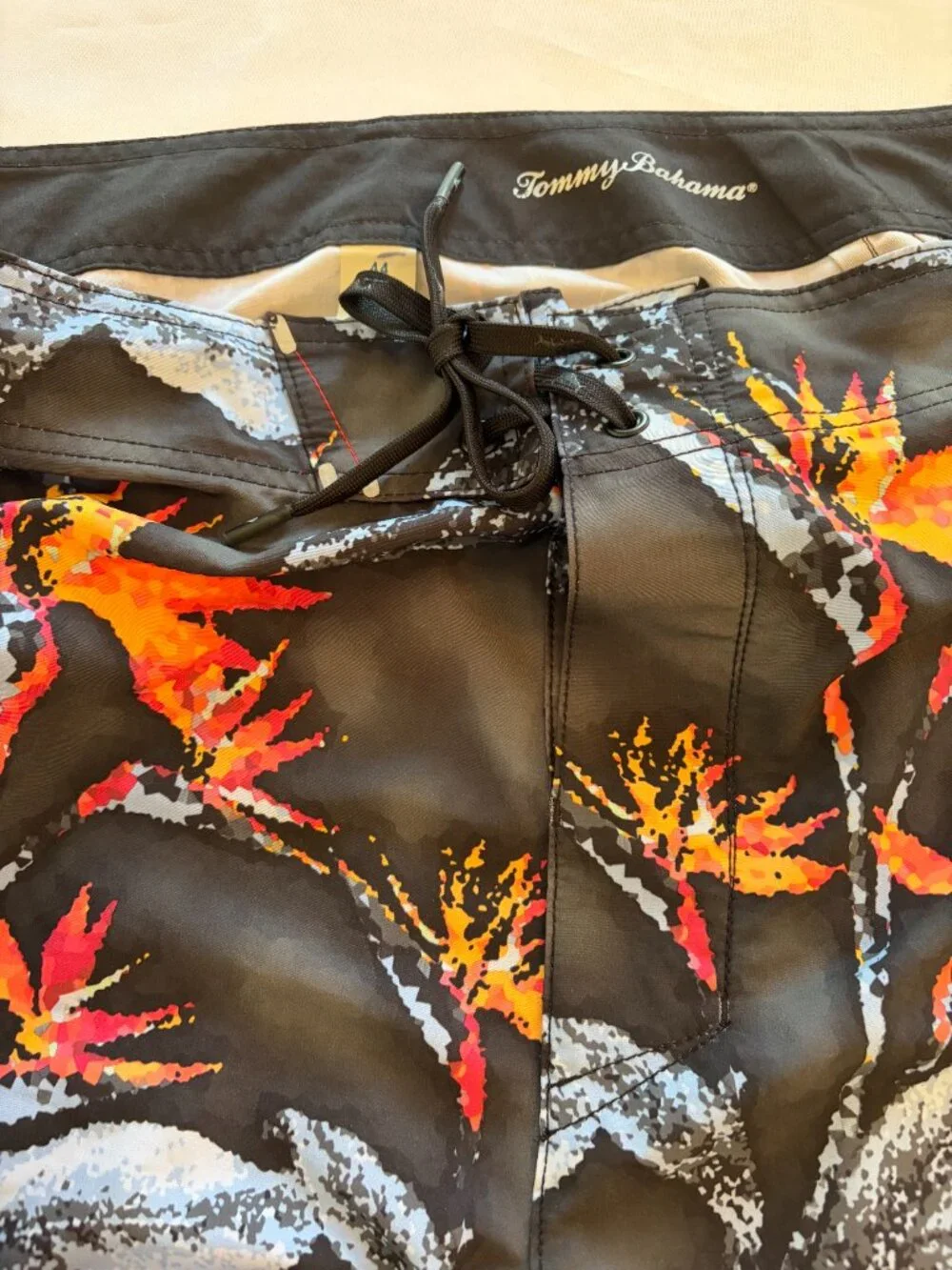 Tommy Bahama Size 44 Black Tropical Swim Trunks